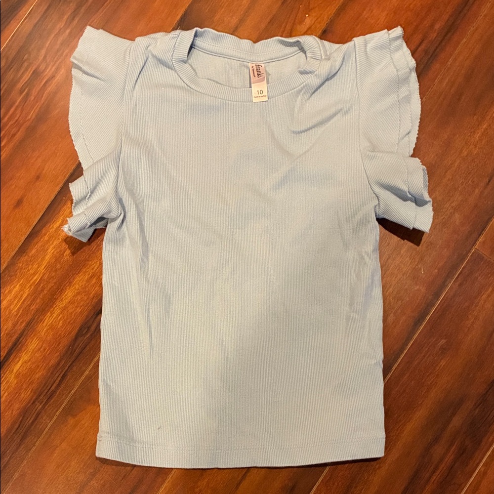 Francesca's Collections Light Blue Ruffle Sleeve Kids Blouse